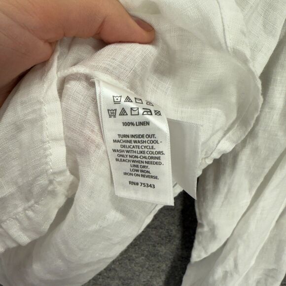 Sigrid Olsen Shirt Women L Large White Button Up Linen Collared Long Sleeve - Picture 4 of 7